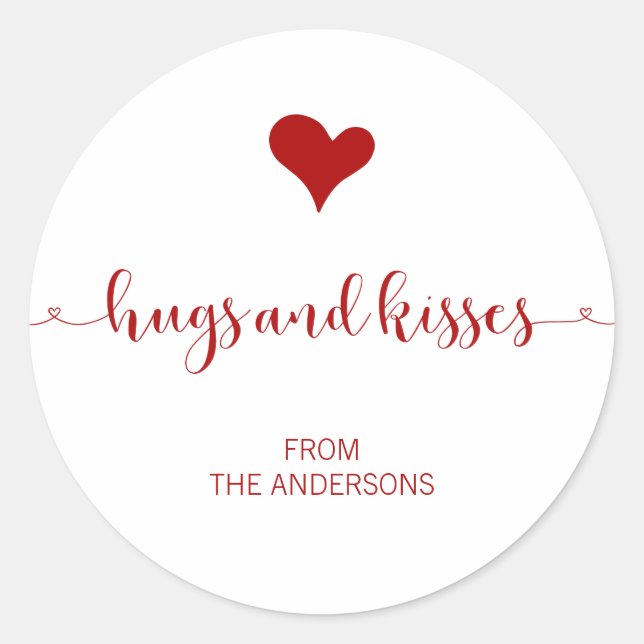 Hugs and Kisses Valentine's Day Sticker (Front)