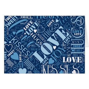 Hugs and Kisses Word Cloud Blue ID286