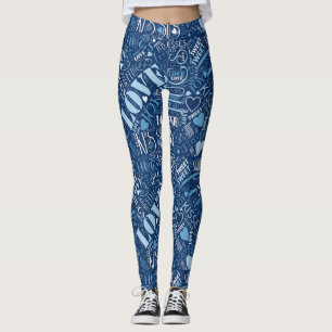 Hugs and Kisses Word Cloud Blue ID286 Leggings