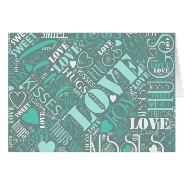 Hugs and Kisses Word Cloud Teal ID286 (Front Horizontal)