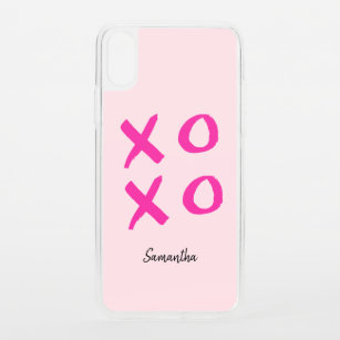 Hugs and Kisses Xoxo pink brushstroke Custom iPhone XS Case
