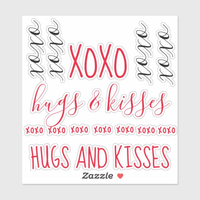 Hugs and Kisses xoxo Stickers (Sheet)