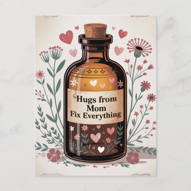Hugs From Mom Fix Everything Postcard (Front)