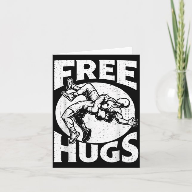 Hugs Funny Wrestling Humor Wrestler Wrestle Men Wo Card (Front)