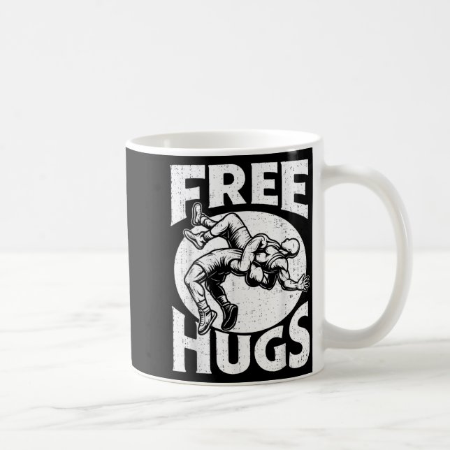 Hugs Funny Wrestling Humor Wrestler Wrestle Men Wo Coffee Mug (Right)