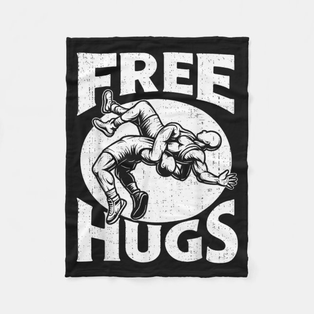 Hugs Funny Wrestling Humor Wrestler Wrestle Men Wo Fleece Blanket (Front)