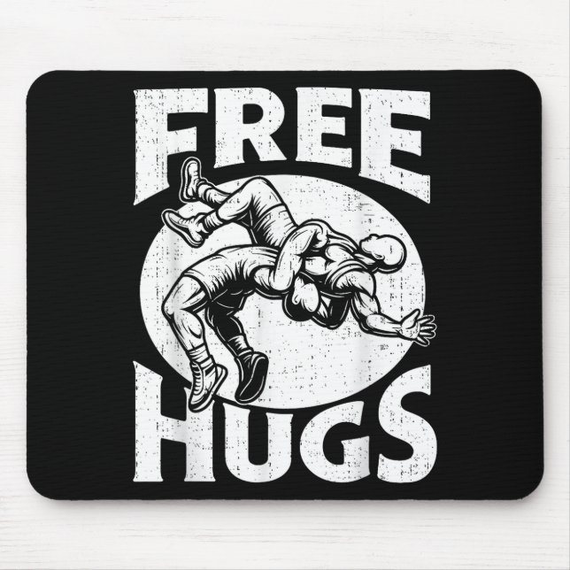 Hugs Funny Wrestling Humor Wrestler Wrestle Men Wo Mouse Mat (Front)