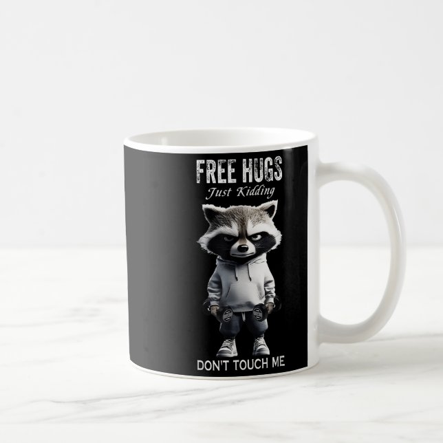 Hugs Just Kidding Don't Touch Me Racoon Workout Gy Coffee Mug (Right)