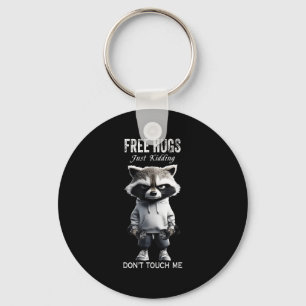 Hugs Just Kidding Don't Touch Me Racoon Workout Gy Key Ring