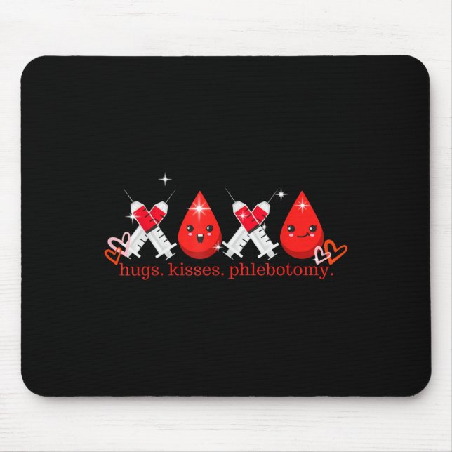 Hugs Kiss Phlebotomy Valentines Phlebotomist Lab T Mouse Mat (Front)