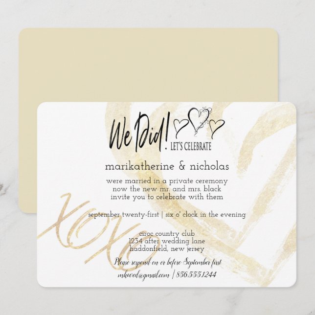 Hugs, Kisses and Hearts After Wedding Party Invitation (Front/Back)