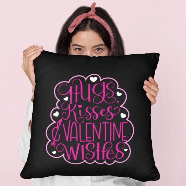 Hugs, kisses and Valentine Wishes, Hearts, Love  Cushion (Creator Uploaded)