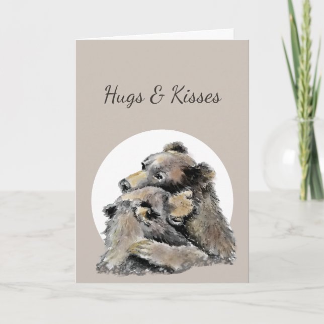 Hugs & Kisses Beary Warm Wishes Get Well Soon Holiday Card (Front)