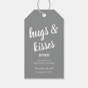 Hugs & Kisses Blue thank you Baby Shower Gift Tags