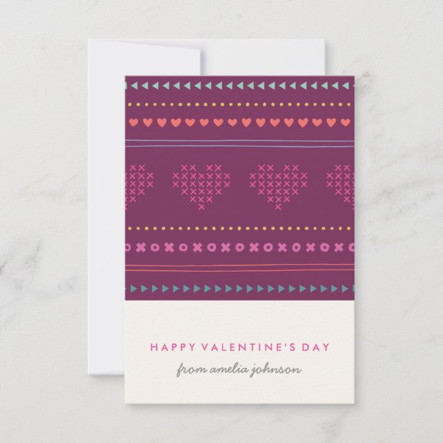 Hugs & Kisses Classroom Valentine - Plum Invitation (Front)