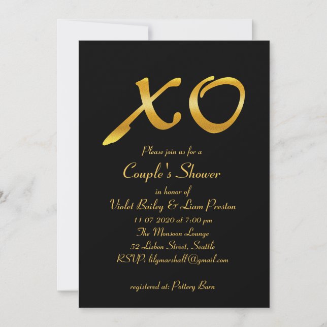 Hugs & Kisses Couple's Shower Invitation (Front)