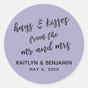 Hugs & Kisses from the Mr and Mrs Dusty Purple Classic Round Sticker