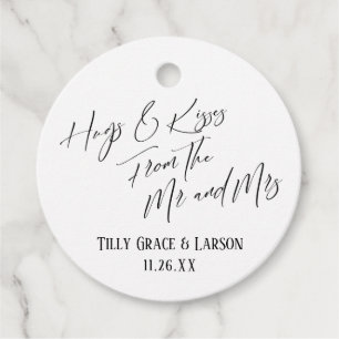 Hugs & Kisses from the Mr and Mrs Simple Elegant Favour Tags