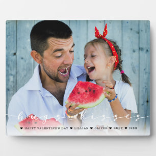 Hugs & Kisses Happy Valentine's Day Family Photo Plaque