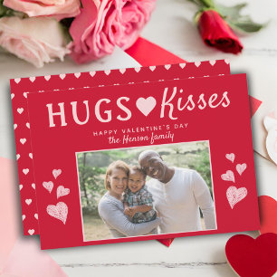 Hugs & Kisses Heart Valentine`s Day Photo Card
