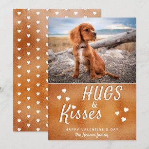 Hugs & Kisses Heart Valentine`s Day Photo Holiday Card