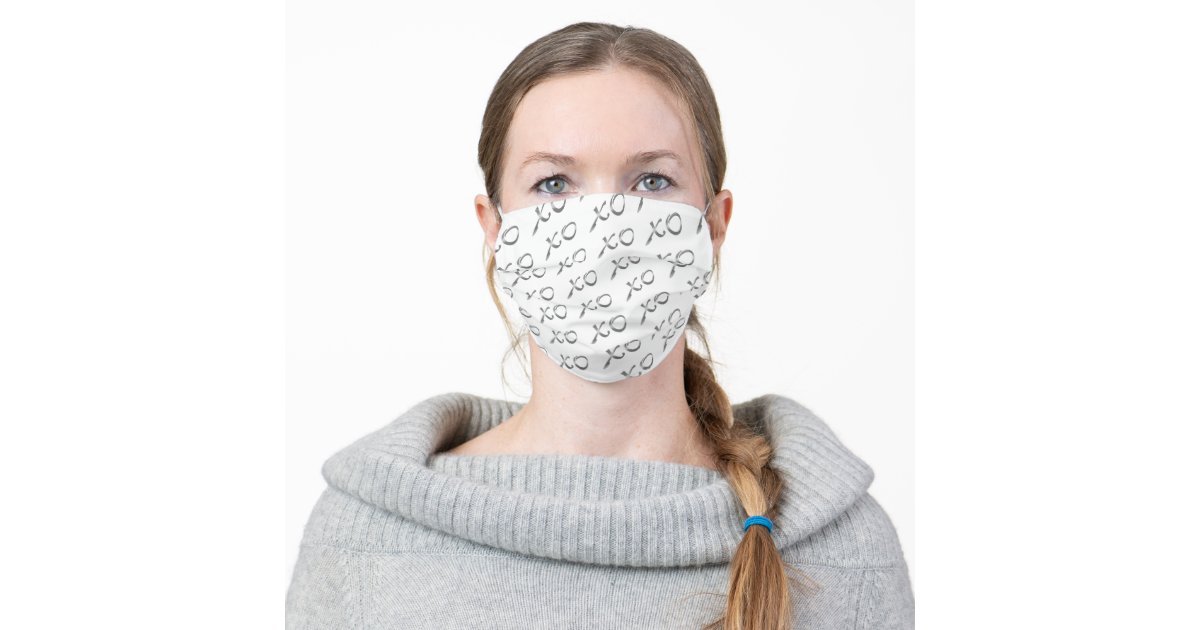 Hugs And Kisses In Silver On White Cloth Face Mask Zazzle