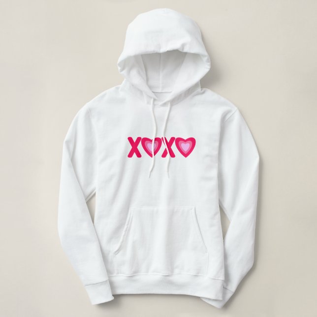 Hugs Kisses Love Hearts Hoodie (Design Front)