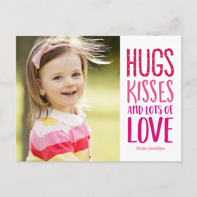 Hugs Kisses Love Valentine's Day Postcard (Front)
