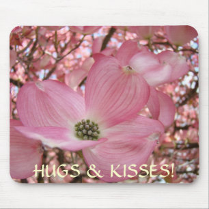 HUGS & KISSES! Mousepad Pink Dogwood Flower Gifts