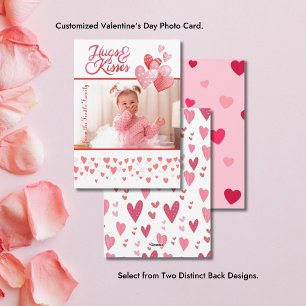 Hugs & Kisses Photo Valentine Flat Holiday Card