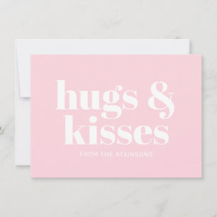 Hugs & kisses pink white modern bold typography