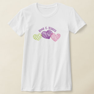 HUGS & KISSES Scribbly Hearts Valentine Gift  T-Shirt