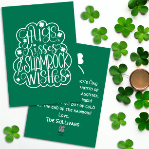 Hugs, Kisses & Shamrock Wishes St. Patrick’s Day Holiday Card
