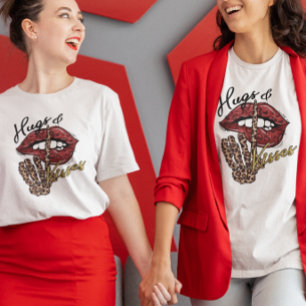 Hugs Kisses Skeleton hand Lips T-Shirt