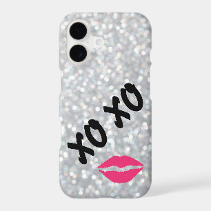 Hugs & Kisses Sparkly Silver iPhone 7 Case