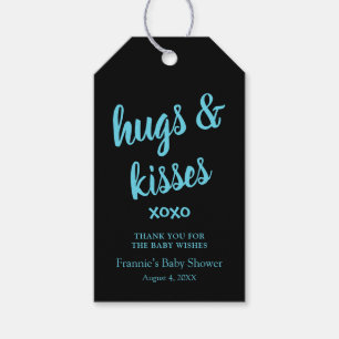 Hugs & Kisses Teal thank you Baby Shower Gift Tags