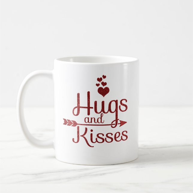 Hugs & Kisses Valentine's Day Coffee Mug (Left)