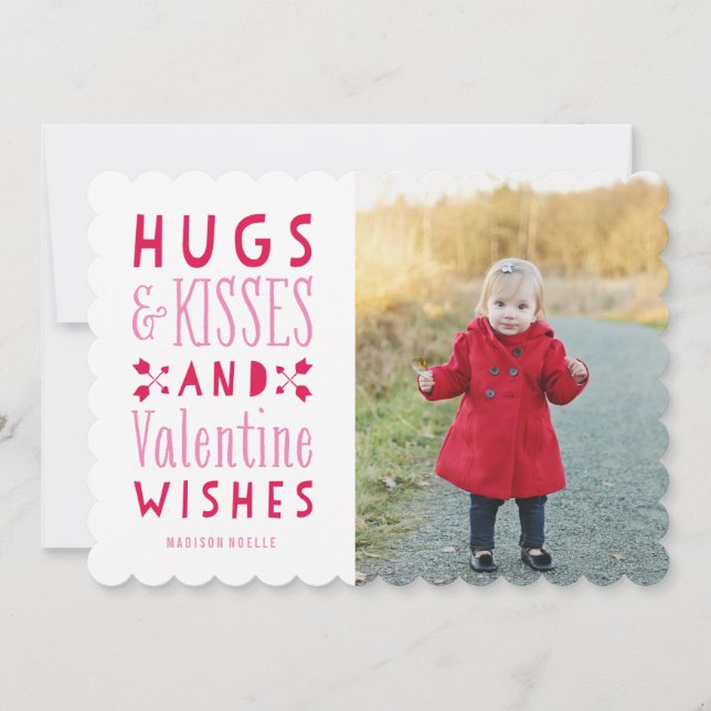 Hugs & Kisses| Valentine's Day Photo Card (Front)