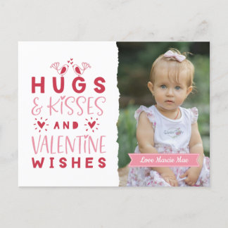 Hugs & Kisses & Valentine's Wishes Holiday Postcard