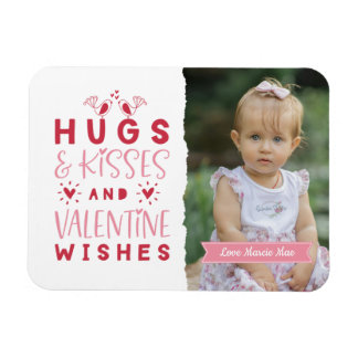 Hugs & Kisses & Valentine's Wishes Magnet