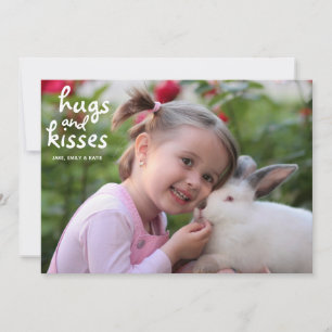 Hugs & Kisses Watercolor Red Rose Valentine's Day Holiday Card