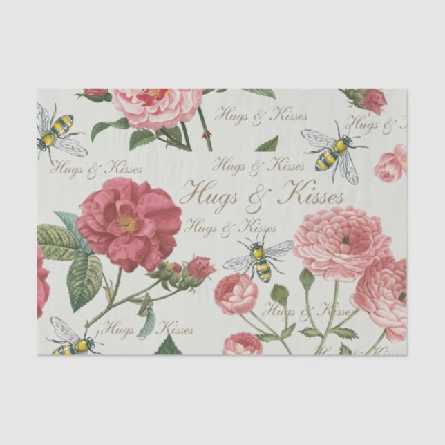 Hugs & Kisses Wild Blossoms and Honeybees        Tissue Paper (Front)