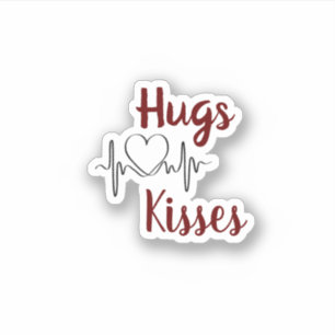 Hugs & kisses with heart Valentine's Sticker