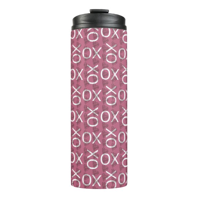  Hugs Kisses XOXO Pink Valentines Day Thermal Tumbler (Front)