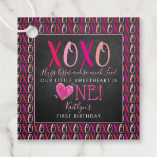 Hugs & Kisses (XOXO) Valentine's Day 1st Birthday Favour Tags