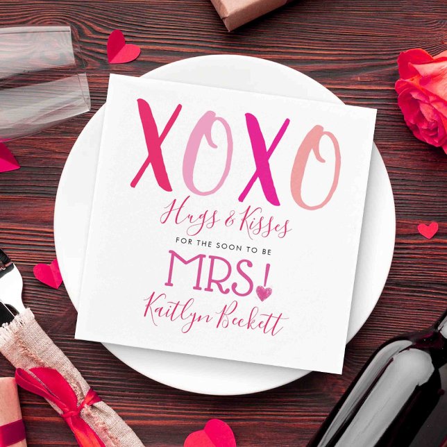 Hugs & Kisses (XOXO) Valentine's Day Bridal Shower Napkin (Creator Uploaded)