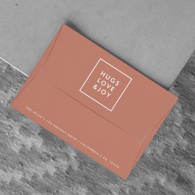 Hugs Love and Joy | Terracotta Burnt Orange Modern Envelope (Creator Uploaded)