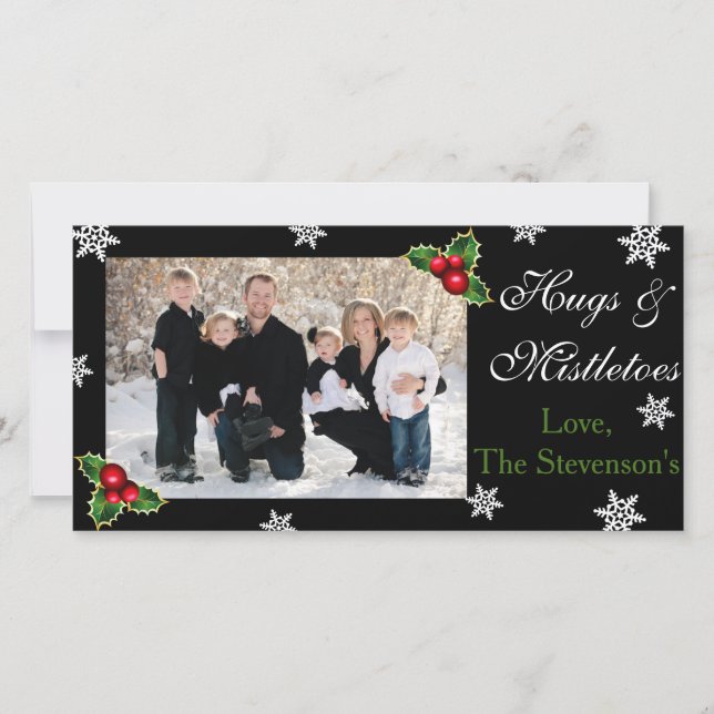 Hugs & Mistletoes Christmas Holiday Card (Front)