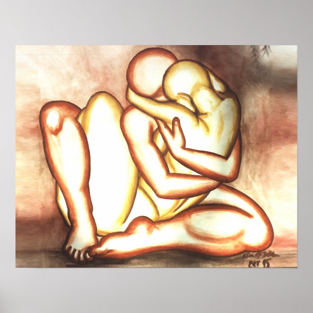 Hugs Poster Loving Embrace Print Figure Drawing (Front)