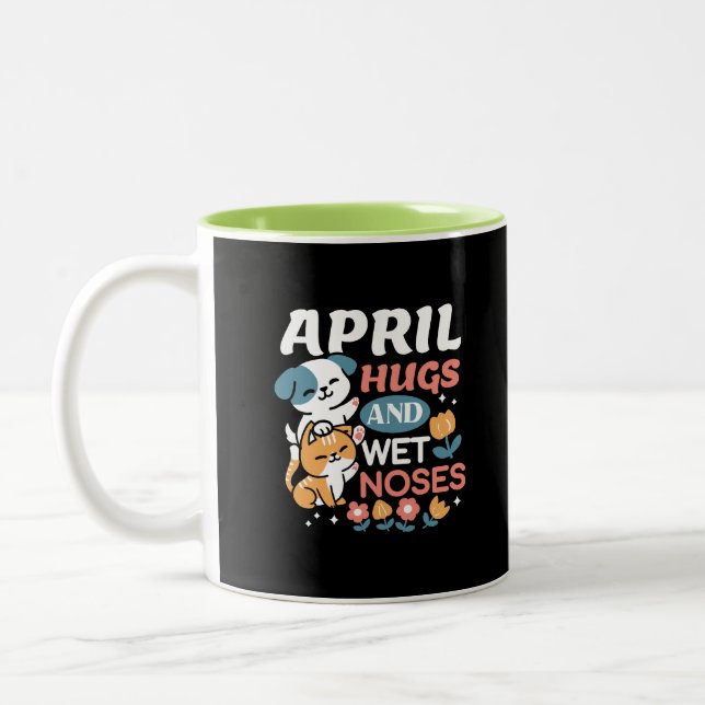 Hugs, Wet Noses, and Spring Vibes – Playful Pet Two-Tone Coffee Mug (Left)